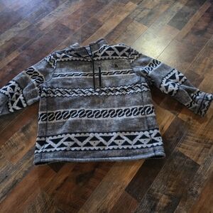 The North Face Black and Gray Patterned Zip-Up Sweater